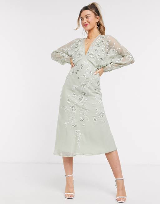 ASOS Design Blush Floral Embroidered Dress