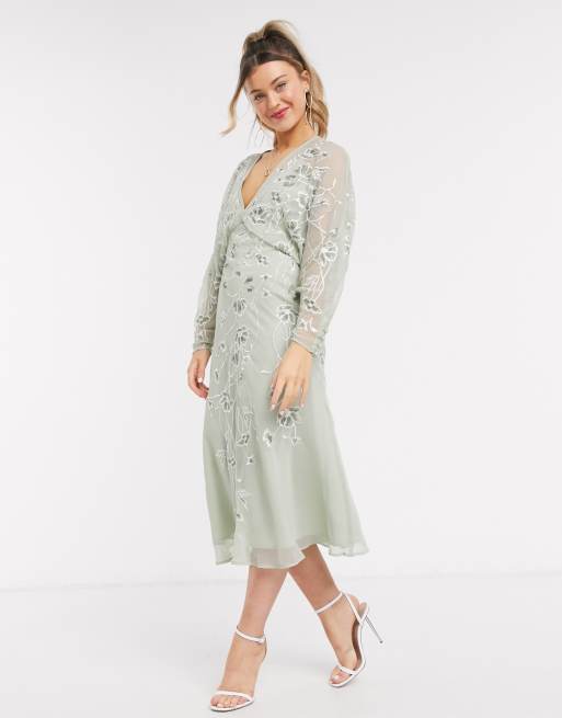 asos design batwing embellished pencil midi dress in stone ASOS DESIGN batwing midi pencil dress in black