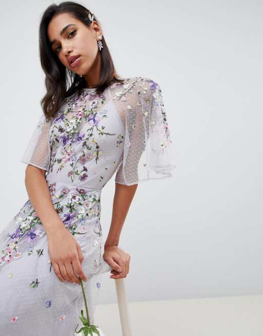 Asos design lace and dobby mesh overlay maxi dress sale