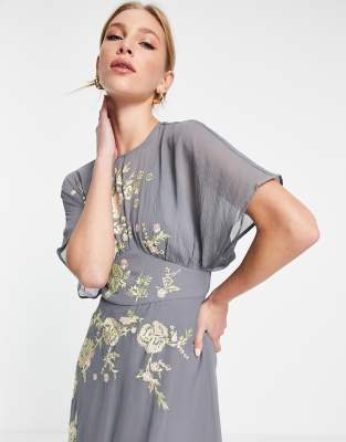 asos embroidered floral dress V-neckline Appliques Fit&Flare Bride Dress Champagne Wedding Gowns Onl –  loveangeldress