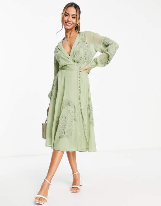 Sage embroidered clearance dress