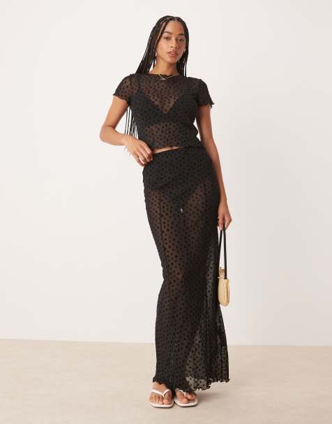 ASOS DESIGN floral flocked mesh - view 1