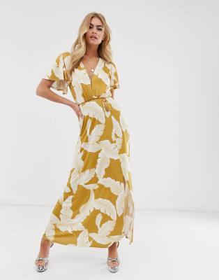 floral flutter sleeve maxi dress