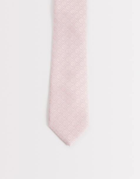 ASOS DESIGN floral geometric necktie in pink - view 1