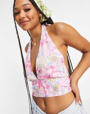 floral halter shirts & tops