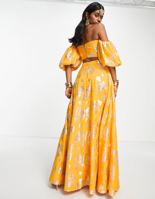 Floral jacquard maxi skirt best sale