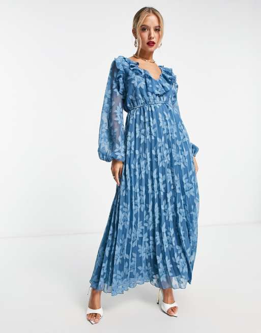 ASOS DESIGN Maternity Button Through Jacquard Midi Dress with long sleeves, ASOS