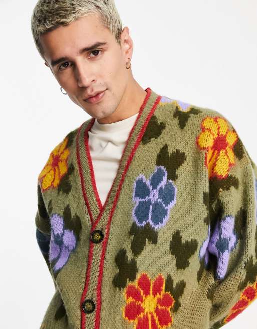 Mens shop floral cardigan