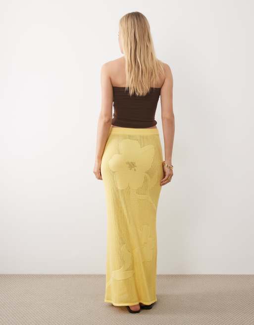 ASOS DESIGN floral knitted maxi skirt in buttermilk, 5 of 5