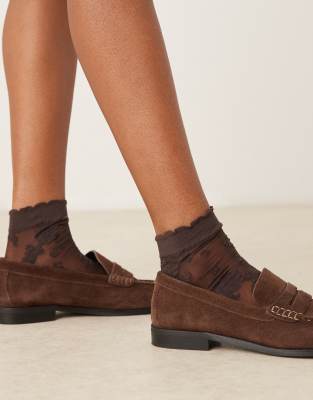 Asos Design Floral Lace Socks In Brown