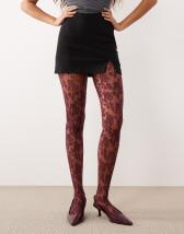 ASOS DESIGN floral lace tights in light pink