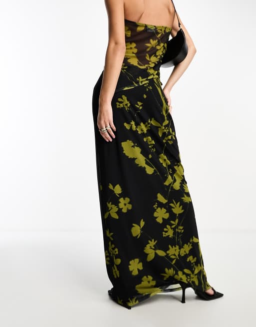 MSGM Gonna Floral Mesh Ruffled Maxi Skirt (Skirts,Maxi)