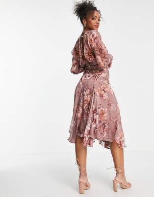 asos floral pleated dress