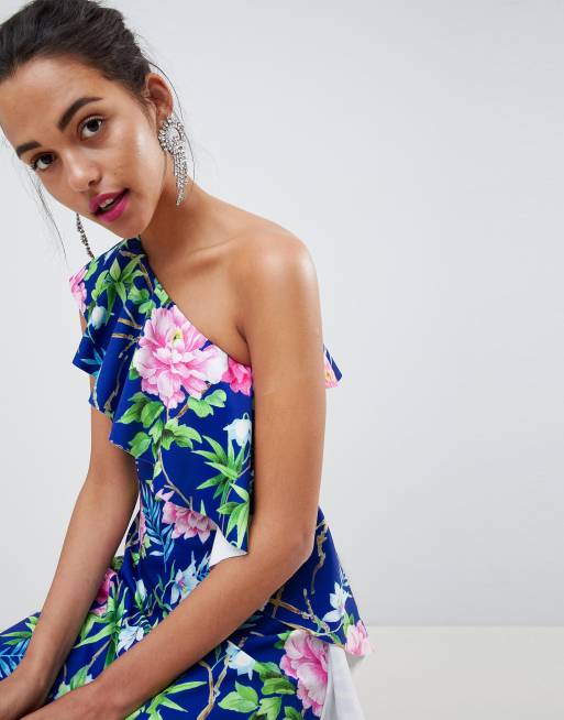 ASOS DESIGN floral one shoulder a-line mini dress | ASOS