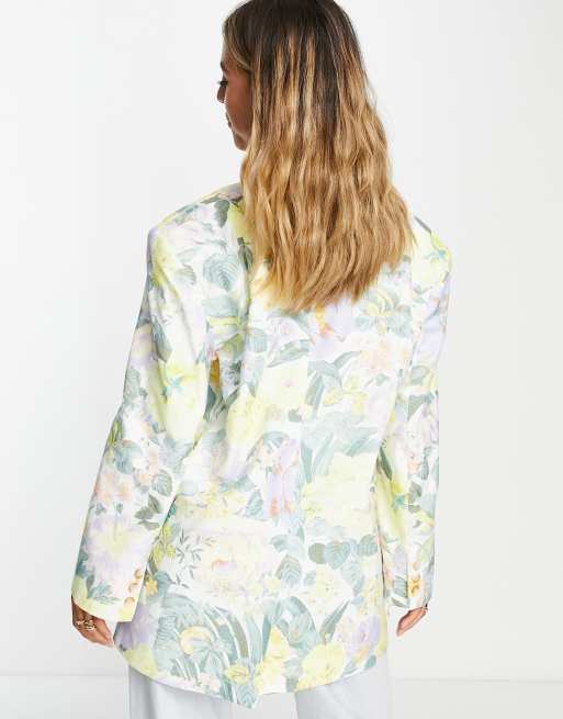 ASOS DESIGN floral oversized grandad blazer