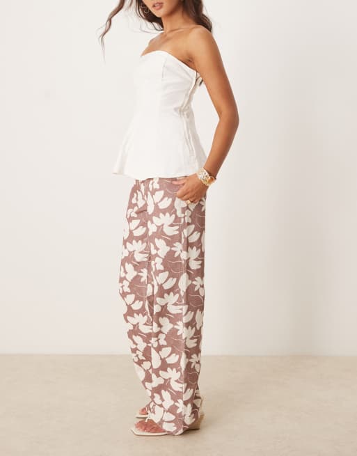 ASOS DESIGN floral print dad jeans in rust, 2 of 5