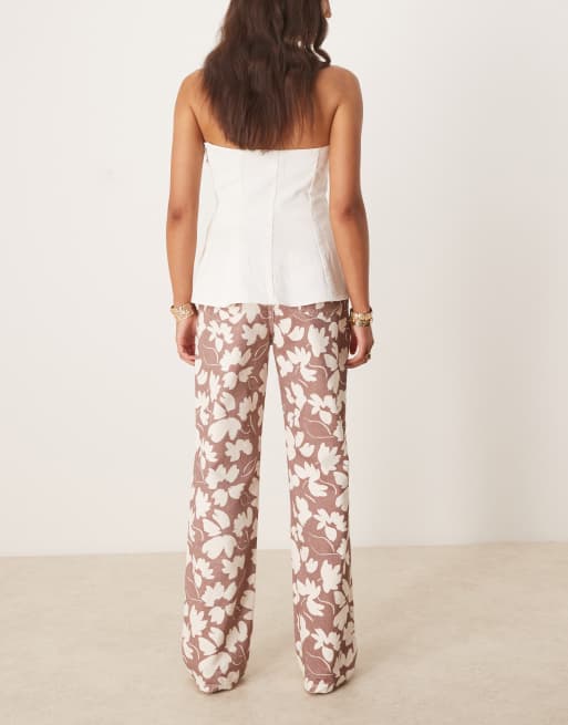 ASOS DESIGN floral print dad jeans in rust, 3 of 5