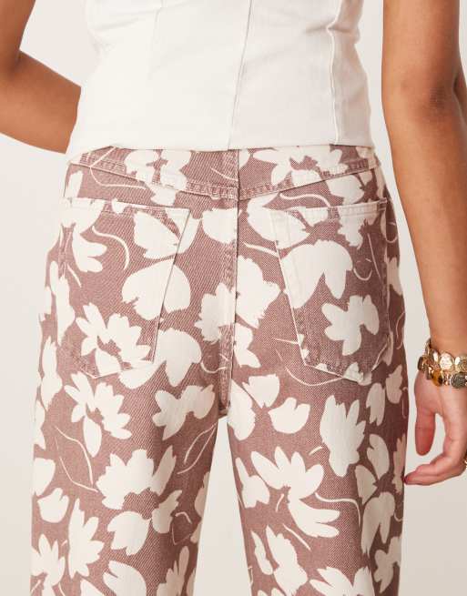 ASOS DESIGN floral print dad jeans in rust, 4 of 5