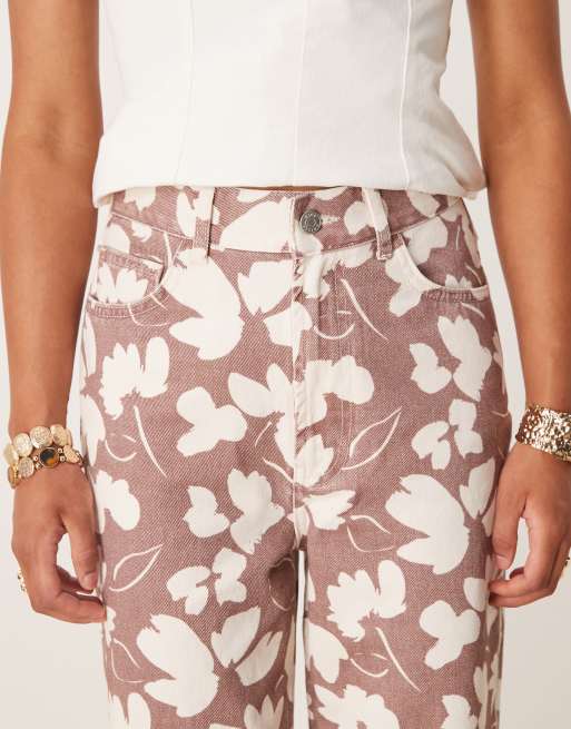 ASOS DESIGN floral print dad jeans in rust, 5 of 5