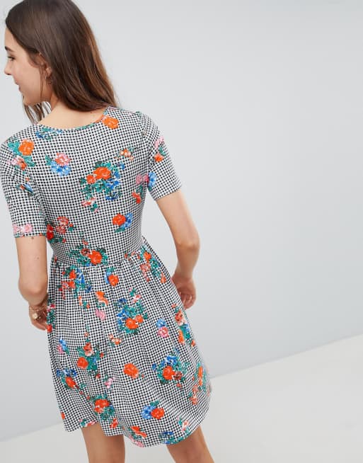 ASOS DESIGN floral print gingham button through sundress, 2 of 4