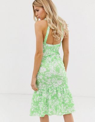floral print halter maxi dress