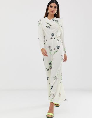long sleeve printed jumpsuit