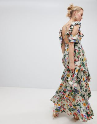 asos design ruffle maxi dress