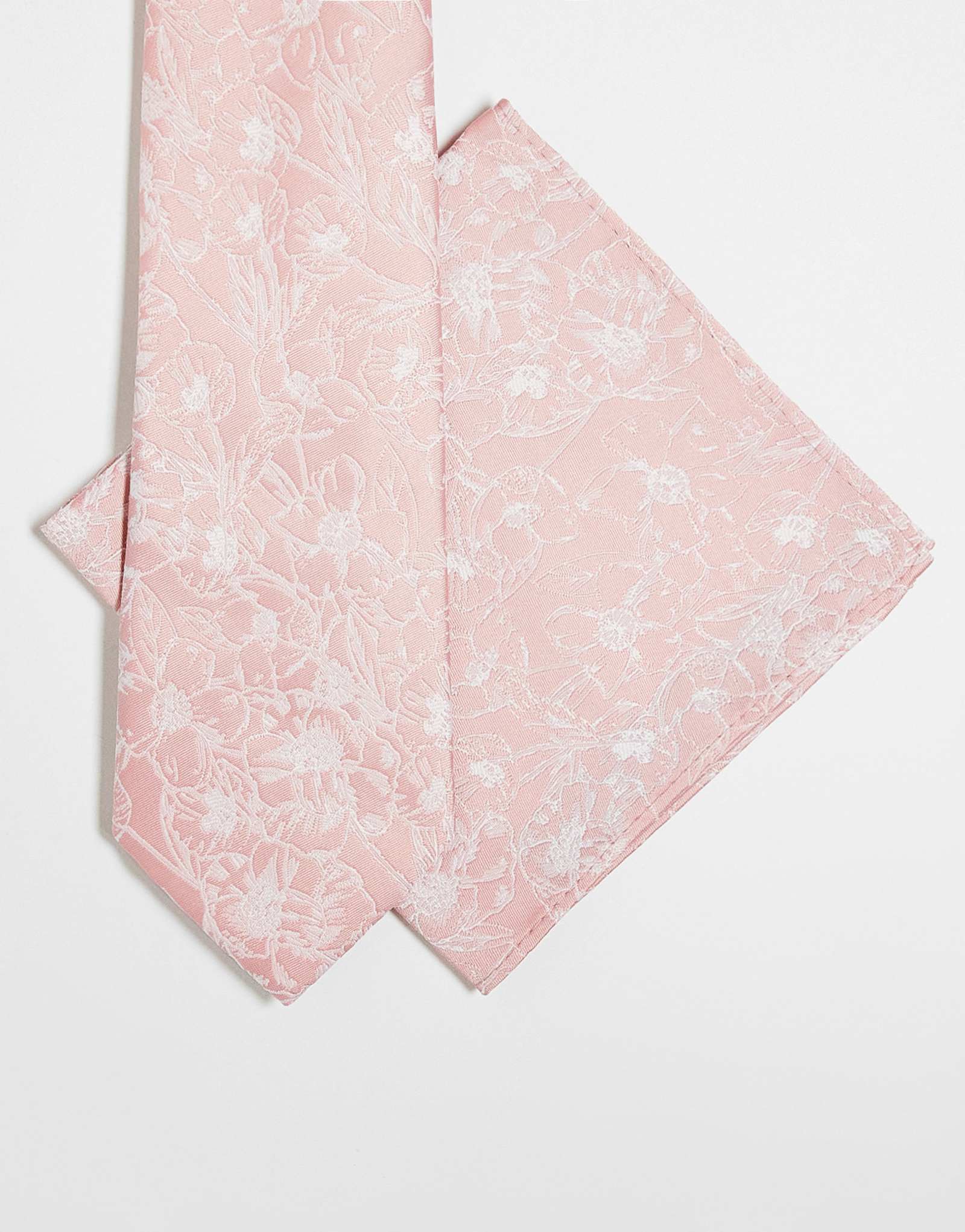 Галстук и нагрудный платок ASOS DESIGN с цветочным принтом розового цвета