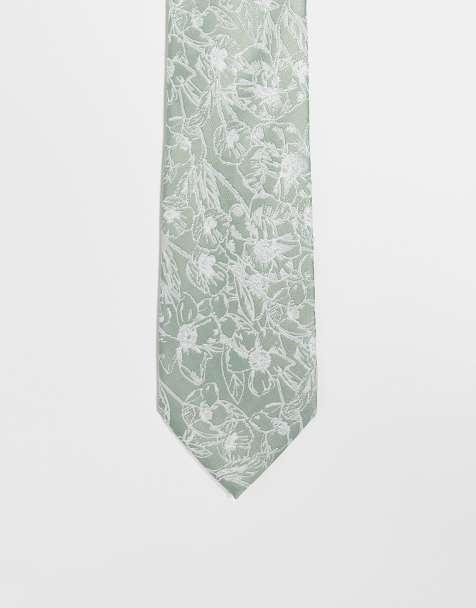 ASOS DESIGN floral print tie in sage green - view 1