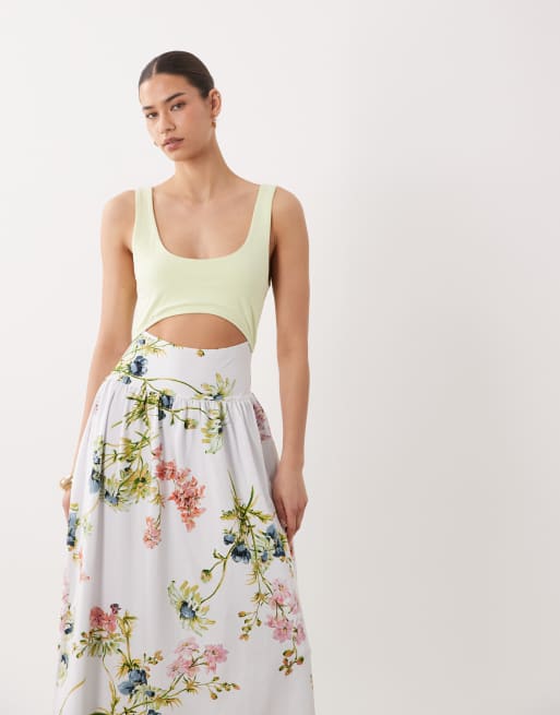 ASOS DESIGN floral printed cut out detail midaxi dress, 3 of 4