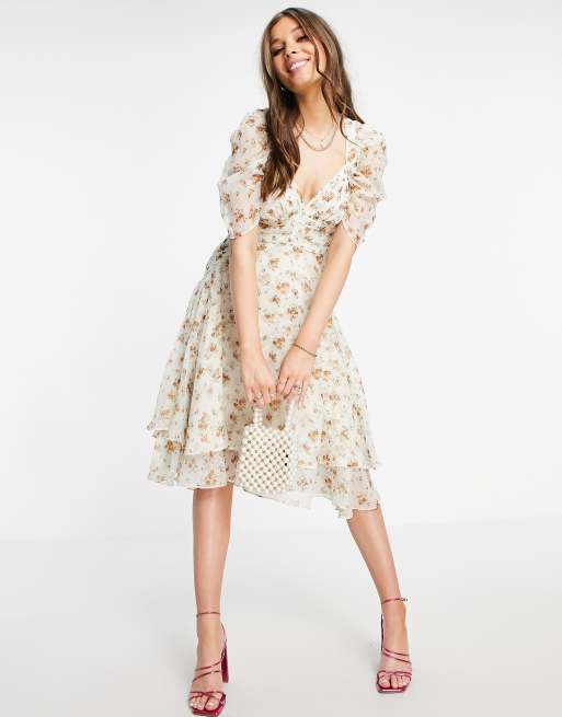 Asos floral cheap midi dress