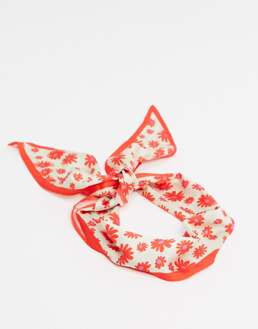 ASOS DESIGN floral printed scarf in orange