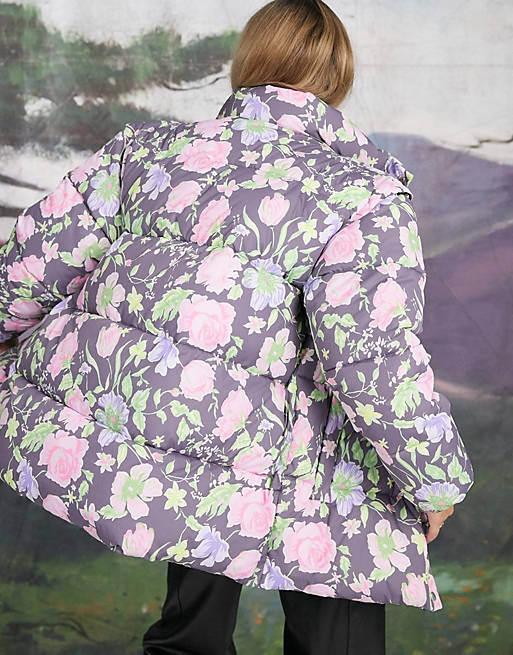 ASOS DESIGN floral puffer jacket with detachable sleeves | ASOS
