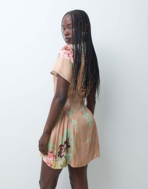 ASOS DESIGN floral satin mini dress in all over floral, 4 of 8