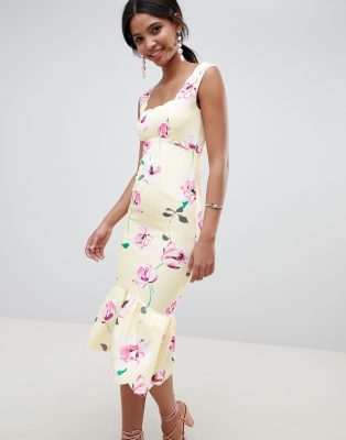 floral asos dress dresses midi pephem scallop maxi