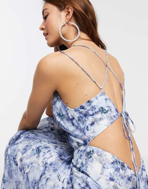 Asos design embellished floral strappy sale back maxi dress