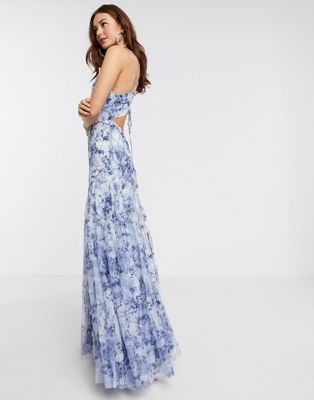 embellished floral maxi dress