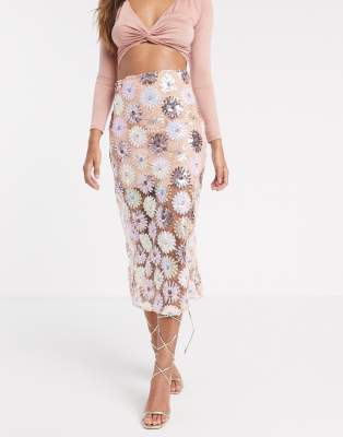 asos floral midi skirt