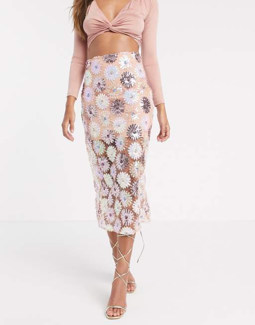 Flower sequin skirt sale