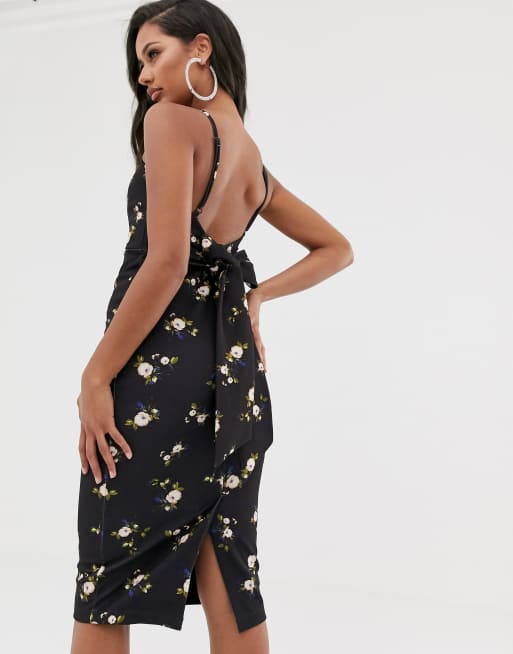 Asos design floral 2025 tie back midi dress