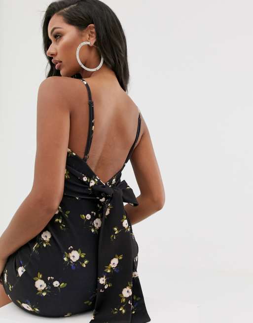 Asos design floral 2025 tie back midi dress