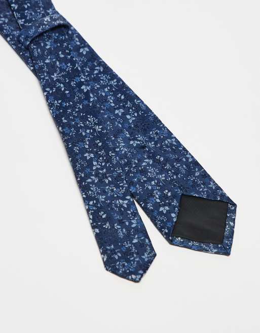 ASOS DESIGN floral tie in navy, 2 of 4