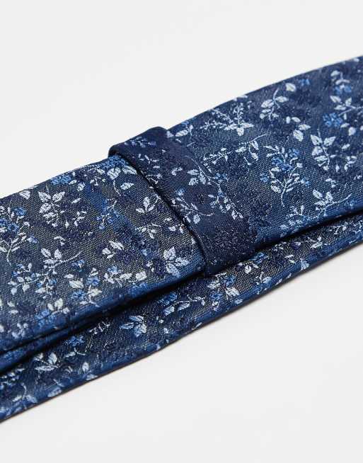 ASOS DESIGN floral tie in navy, 4 of 4