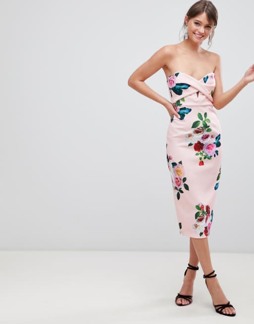 Asos floral bodycon clearance dress