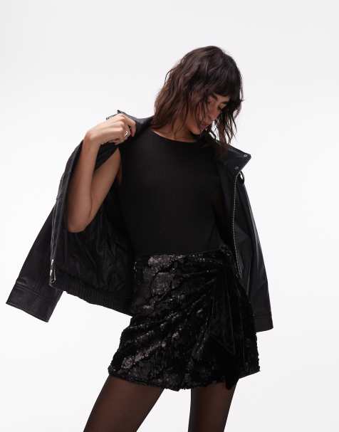 ASOS DESIGN floral velvet sequin tie side mini skirt in black - view 1