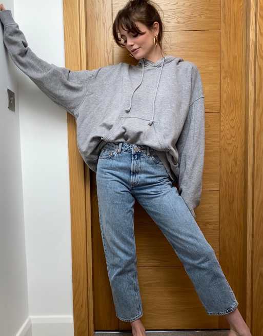 ASOS DESIGN – Florence – Authentic-Jeans mit geradem Bein in leichter Vintage-Waschung - MBLUE