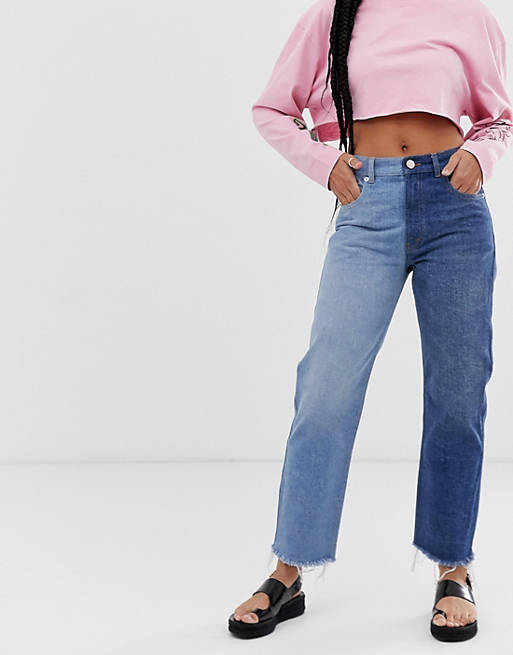 ASOS DESIGN Florence authentic straight leg jean with two tone wash