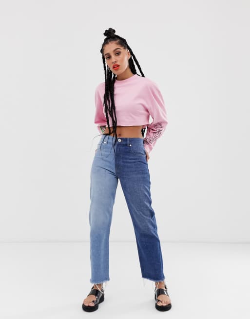 ASOS DESIGN Florence authentic straight leg jean with two tone wash