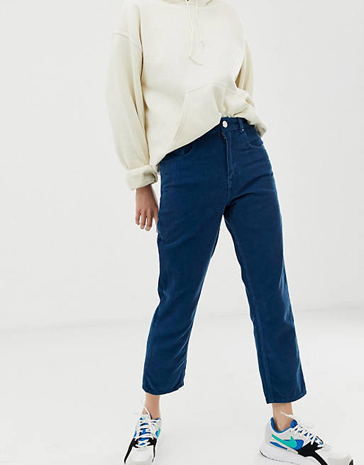 ASOS DESIGN florence authentic straight leg jeans in blue cord | ASOS