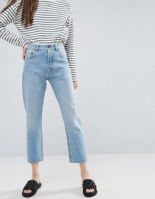 ASOS DESIGN florence authentic straight leg jeans in cambridge light mid wash blue